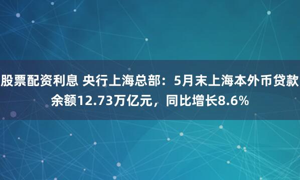 股票配资利息 央行上海总部：5月末上海本外币贷款余额12.73万亿元，同比增长8.6%